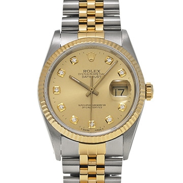 ロレックス デイトジャスト 36 16233G シャンパン/ダイヤモンド メンズ 時計 【中古】【wristwatch】