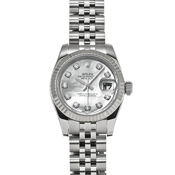 ロレックス デイトジャスト 179174NG ホワイトシェル/ダイヤモンド レディース 時計 【中古】【wristwatch】