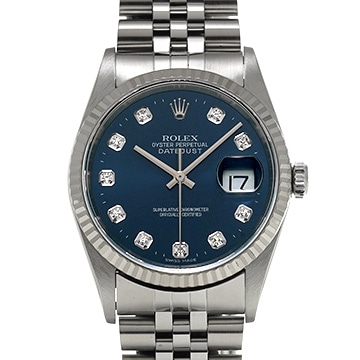 ロレックス デイトジャスト 16234G ブルー/ダイヤモンド メンズ 時計 【中古】【wristwatch】