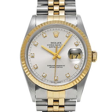ロレックス デイトジャスト 16233G グレー/ダイヤモンド メンズ 時計 【中古】【wristwatch】