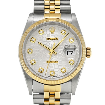 ロレックス デイトジャスト 16233G シルバーコンピュータ/ダイヤモンド メンズ 時計 【中古】【wristwatch】