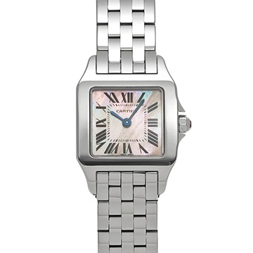 カルティエ サントス ドゥモワゼル SM W25075Z5 ピンクシェル レディース 時計 【中古】【wristwatch】