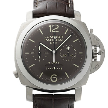 パネライ ルミノール 1950 8デイズ クロノ モノプルサンテ GMT PAM00311 ブラウン メンズ 時計 【中古】【wristwatch】