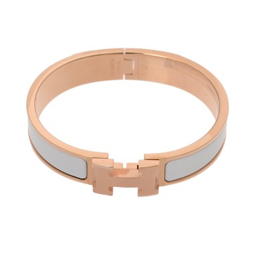 エルメス クリックH ホワイト/ローズゴールド金具 エナメル ユニセックス ジュエリー 【新品】【jewelry】