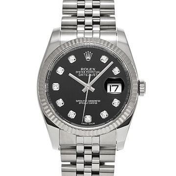 ロレックス デイトジャスト 116234G ブラック/ダイヤモンド メンズ 時計 【中古】【wristwatch】
