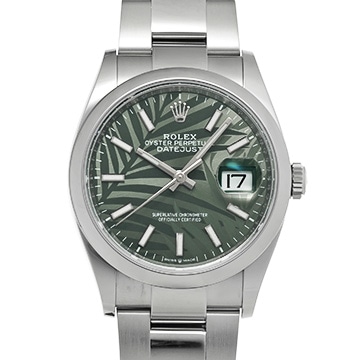 ロレックス デイトジャスト 36 126200 オリーブグリーン パームモチーフ メンズ 時計 【中古】【wristwatch】