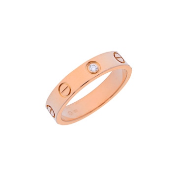 カルティエ ミニラブリング #50 1Pダイヤ ピンク K18ピンクゴールド PG レディース ジュエリー 【中古】【jewelry】