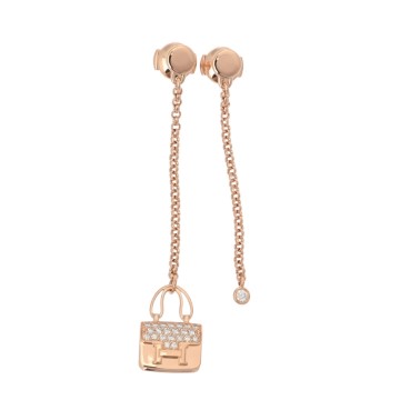 エルメス アミュレットピアス ダイヤ ピンク K18ピンクゴールド PG レディース ジュエリー 【中古】【jewelry】