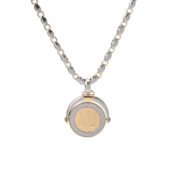 ブルガリ ホロスコープ ネックレス シルバー ステンレス/K18イエローゴールド YG ユニセックス ジュエリー 【中古】【jewelry】