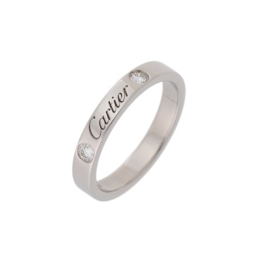 カルティエ エングレーブドリング 2Pダイヤ #49 シルバー Pt950プラチナ レディース ジュエリー 【中古】【jewelry】