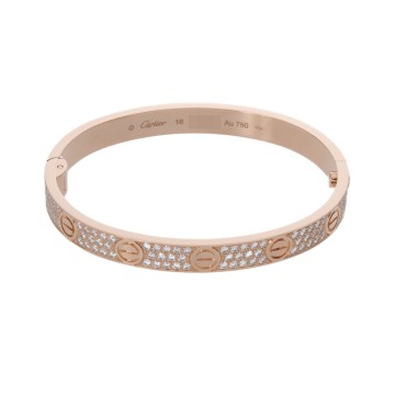 カルティエ ラブブレスレット パヴェダイヤ #16 シルバー K18ピンクゴールド PG レディース ジュエリー 【中古】【jewelry】