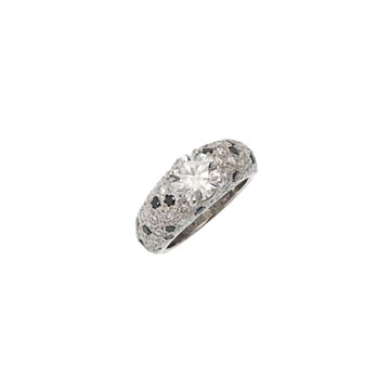 ノーブランド ダイヤ1.513ct ブラックダイヤ 一粒ダイヤ ハーフエタニティ シルバー Pt900プラチナ レディース ジュエリー 【中古】【jewelry】