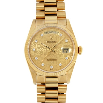 ロレックス デイデイト 18038A シャンパンコンピュータ/ダイヤモンド メンズ 時計 【中古】【wristwatch】