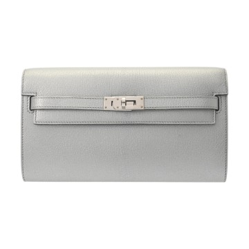 エルメス ケリーウォレット ロングトゥーゴー　 アルジャン シェーブルシャムキラ レディース 財布 【中古】【purse】