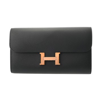 エルメス コンスタンス ロングウォレット トゥーゴー ブラック ヴォーエプソン レディース 財布 【中古】【purse】