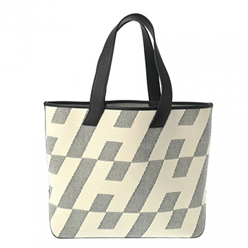 エルメス H アン ビエ GM エクリュ/ブラック トワルアッシュ/ヴォースイフト レディース バッグ 【中古】【bag】