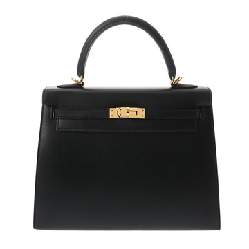 エルメス ケリー 25 外縫い 2WAY ブラック タデラクト レディース バッグ 【中古】【bag】