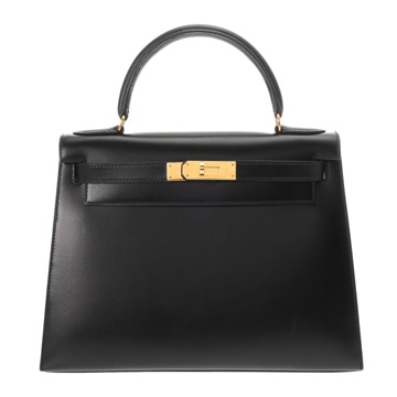 エルメス ケリー 28 外縫い 2WAY ブラック ボックスカーフ レディース バッグ 【中古】【bag】