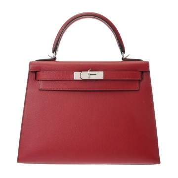 エルメス ケリー 28 外縫い ルージュアッシュ ヴォーエプソン レディース バッグ 【中古】【bag】