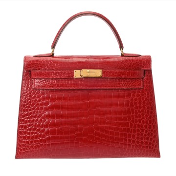 エルメス ケリー 32 外縫い 2WAY ルージュヴィフ ポロサスリセ レディース バッグ 【中古】【bag】