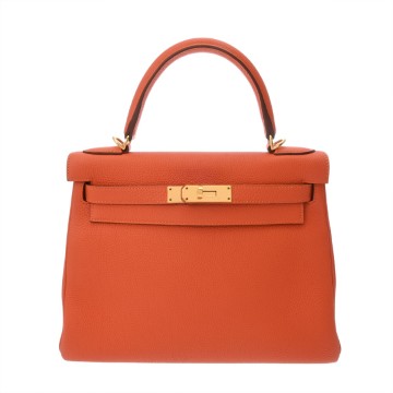 エルメス ケリー 28 内縫い 2WAY オレンジ トゴ レディース バッグ 【中古】【bag】