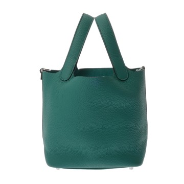 エルメス ピコタン ロック PM エクラ ヴェールヴェローヌ/ブルーノール トリヨンクレマンス レディース バッグ 【中古】【bag】