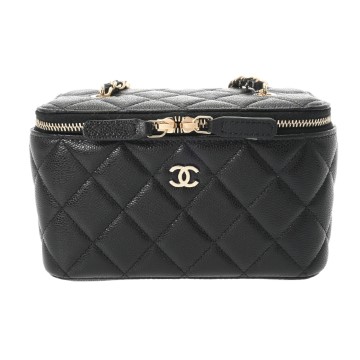 シャネル マトラッセ スモール ヴァニティケース ブラック AP1341 キャビアスキン レディース バッグ 【中古】【bag】