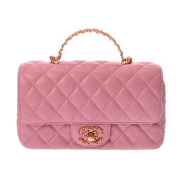シャネル マトラッセ スモールトップハンドルフラップバッグ ピンク AS4362 ラムスキン レディース バッグ 【中古】【bag】
