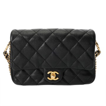 シャネル マトラッセ ミニフラップバッグ ブラック AS3757 キャビアスキン レディース バッグ 【中古】【bag】