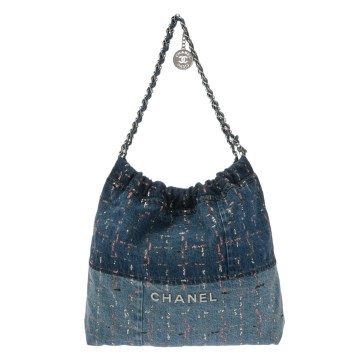 シャネル CHANEL 22  スパンコール ブルー AS3261 デニム/シャイニーカーフスキン レディース バッグ 【中古】【bag】