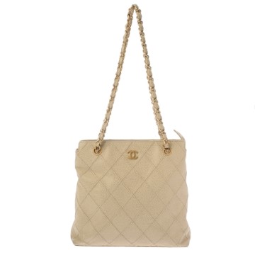 シャネル マトラッセ チェーンショルダーバッグ ベージュ A16178 キャビアスキン レディース バッグ 【中古】【bag】