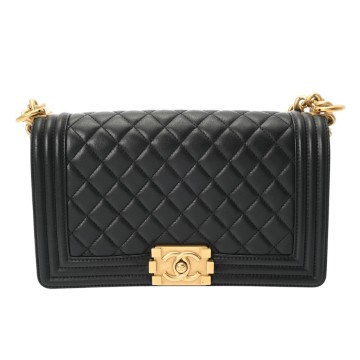シャネル ボーイシャネル チェーンショルダー 25cm ブラック A67086 ラムスキン レディース バッグ 【中古】【bag】