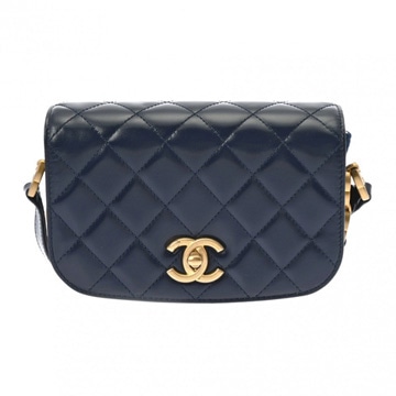 シャネル マトラッセ ココマーク チェーン ネイビー シャイニーカーフ/スエード レディース バッグ 【中古】【bag】