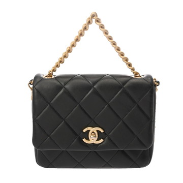 シャネル マトラッセ ミニ チェーンショルダー サイドロゴ ブラック ラムスキン レディース バッグ 【中古】【bag】