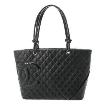 シャネル カンボンライン ラージトート ブラック/ブラックエナメル A25169 カーフ レディース バッグ 【中古】【bag】