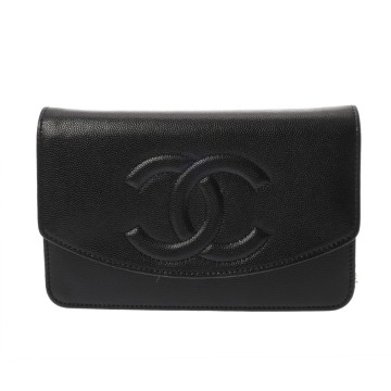 シャネル チェーンウォレット ココマーク ブラック A67364 ソフトキャビアスキン レディース バッグ 【中古】【bag】