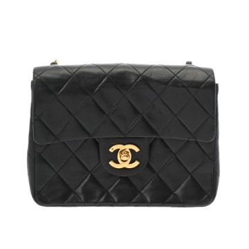 シャネル マトラッセ ミニ チェーンショルダー 17cm ブラック ラムスキン レディース バッグ 【中古】【bag】