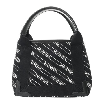 バレンシアガ ネイビーカバス XS ブラック/ホワイト 390346 キャンバス/レザー レディース バッグ 【中古】【bag】