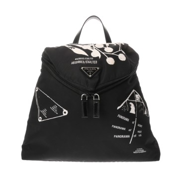 サンローラン バックパック ブラック/ホワイト 2VZ089 ナイロン レディース バッグ 【中古】【bag】