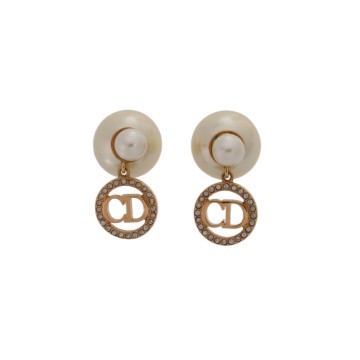 ディオール DIOR TRIBALES ピアス ホワイト E4717WOMCY_D319 メタル/クリスタル/レジンパール レディース ジュエリー 【中古】【jewelry】