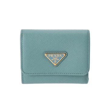 プラダ 財布 アクア 1MH043 サフィアーノレザー ユニセックス 財布 【中古】【purse】