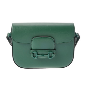 グッチ ホースビット 1955 スモールショルダー グリーン 726226 レザー レディース バッグ 【中古】【bag】