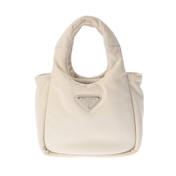 プラダ パテッド MINIトートバッグ 2WAY ホワイト 1BA359 レザー レディース バッグ 【中古】【bag】