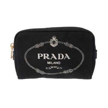 プラダ カナパロゴ ブラック/ゴールド金具 1NA021 キャンバス レディース 【中古】【bag】