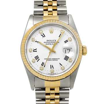 ロレックス デイトジャスト 36 16233G ホワイト/ダイヤモンド メンズ 時計 【中古】【wristwatch】