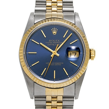 ロレックス デイトジャスト 16233 ブルー ユニセックス 時計 【中古】【wristwatch】