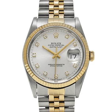 ロレックス デイトジャスト 36 16233G グレー/ダイヤモンド メンズ 時計 【中古】【wristwatch】