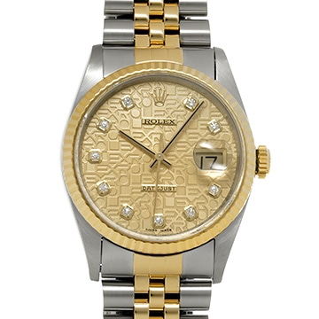 ロレックス デイトジャスト 16233G シャンパンコンピュータ/ダイヤモンド メンズ 時計 【中古】【wristwatch】