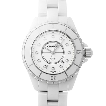 シャネル J12 33MM H1628 ホワイト/ダイヤモンド レディース 時計 【中古】【wristwatch】