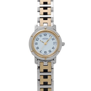 エルメス クリッパー CL4.220 ホワイト レディース 時計 【中古】【wristwatch】